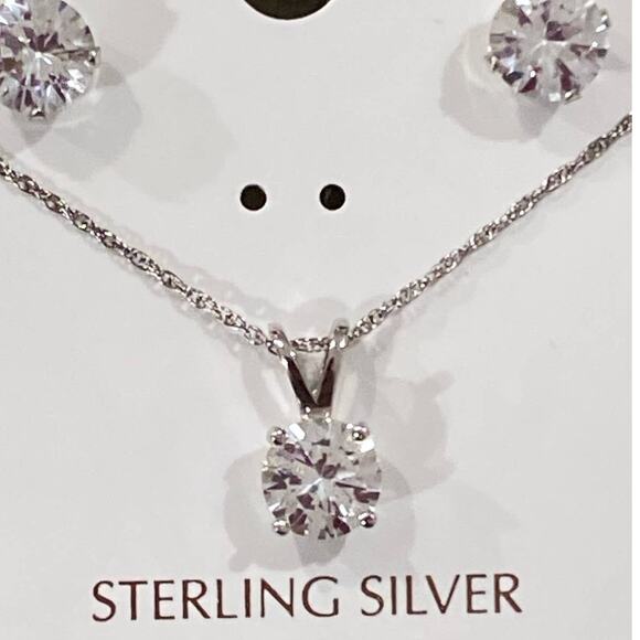 GIANI BERNINI Lab-Created Sapphire Earring Pendant Necklace Set Sterling Silver - Picture 3 of 4